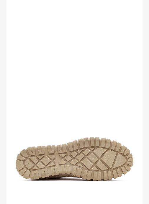 Kadın Bej Bağcıklı Deri Sneaker 25AFD510914 - Görsel 5