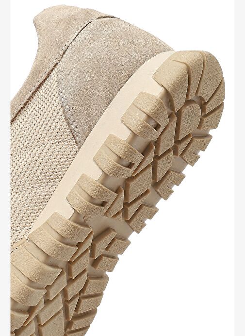 Kadın Bej Bağcıklı Deri Sneaker 25AFD510914 - Görsel 9