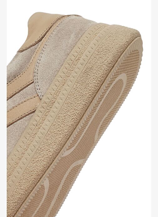 Kadın Bej Bağcıklı Süet Deri Sneaker 25AFD511010 - Görsel 4