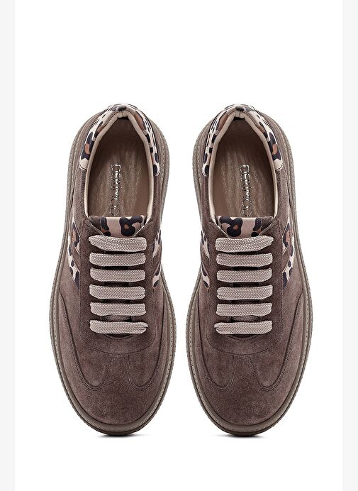 Kadın Vizon Bağcıklı Süet Deri Sneaker 25AFD511010 - Görsel 8