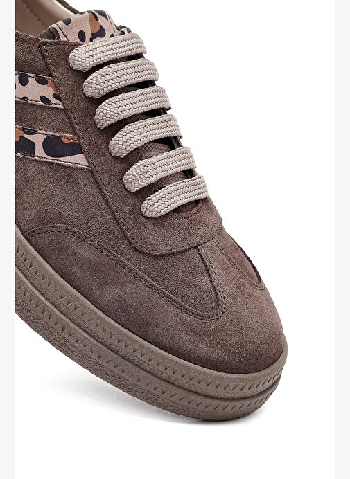 Kadın Vizon Bağcıklı Süet Deri Sneaker 25AFD511010 - Görsel 9