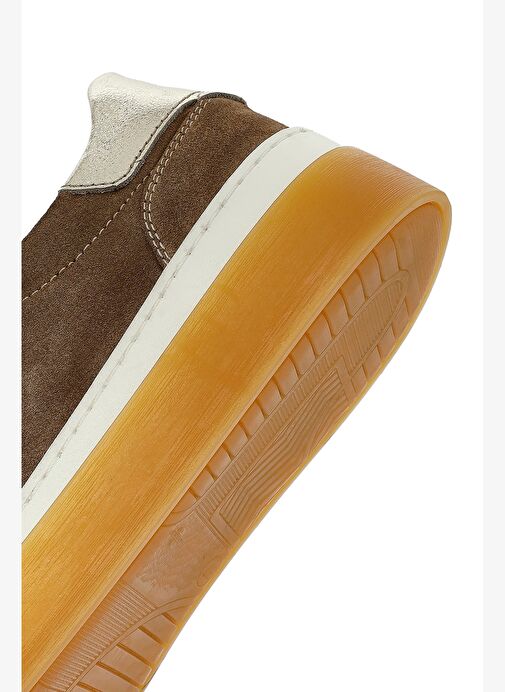 Kadın Bej Bağcıklı Süet Deri Sneaker 25AFD511210 - Görsel 9