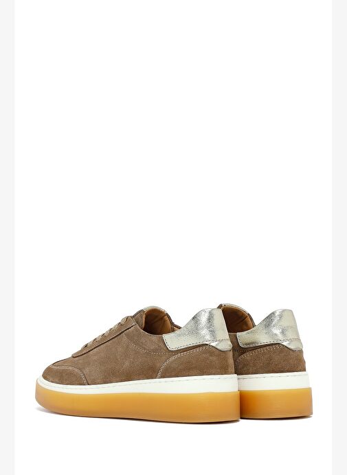 Kadın Bej Bağcıklı Süet Deri Sneaker 25AFD511210 - Görsel 6