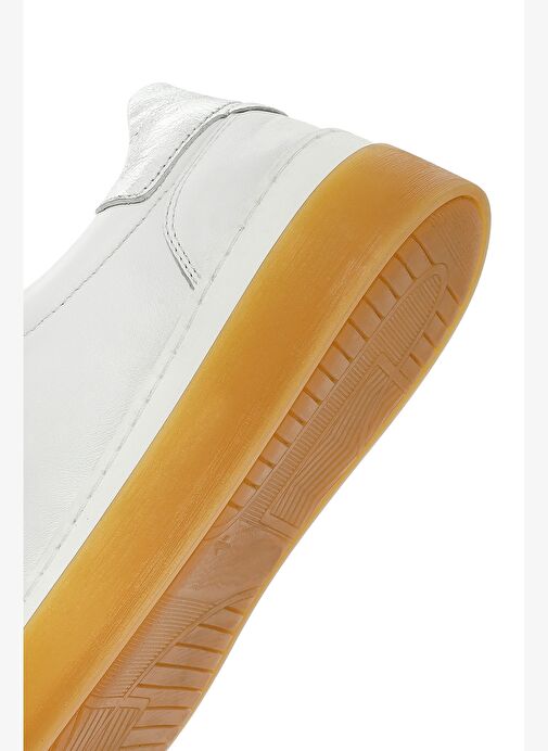 Kadın Beyaz Bağcıklı Deri Sneaker 25AFD511218 - Görsel 9