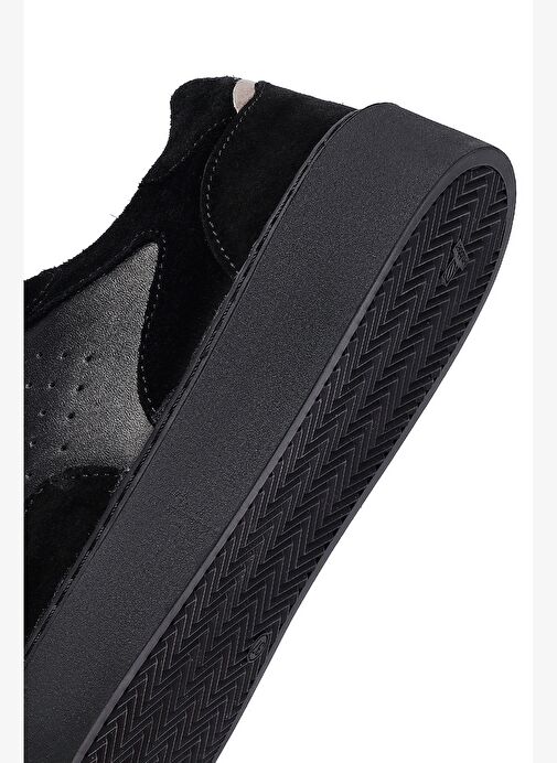 Kadın Siyah Bağcıklı Deri Sneaker 25AFD420214 - Görsel 9