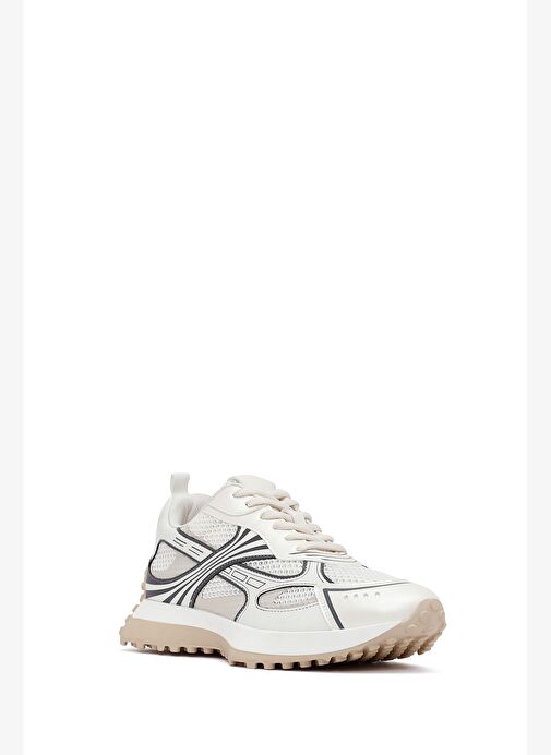 Kadın Beyaz Bağcıklı Kalın Tabanlı Sneaker 25AFD430514 - Görsel 7