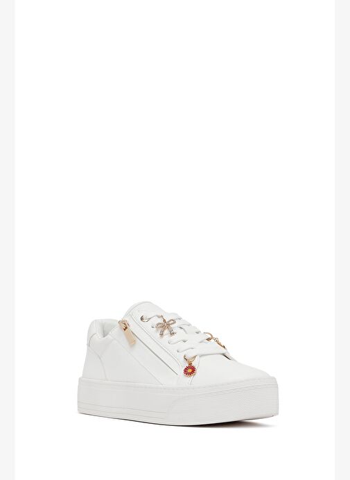 Kadın Beyaz Bağcıklı Kalın Tabanlı Sneaker 25AFD430918 - Görsel 7