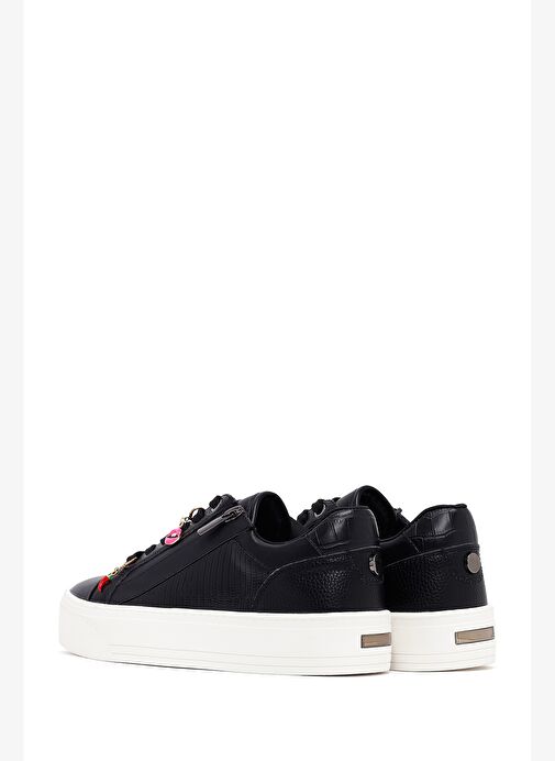 Kadın Siyah Bağcıklı Kalın Tabanlı Sneaker 25AFD430918 - Görsel 6