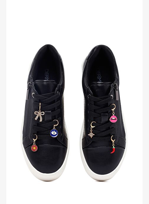 Kadın Siyah Bağcıklı Kalın Tabanlı Sneaker 25AFD430918 - Görsel 8