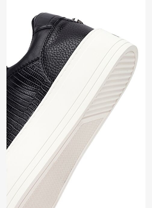 Kadın Siyah Bağcıklı Kalın Tabanlı Sneaker 25AFD430918 - Görsel 9