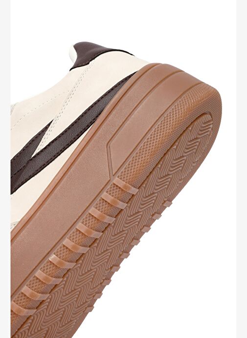 Kadın Bej Bağcıklı Kalın Tabanlı Sneaker 25AFD431018 - Görsel 9