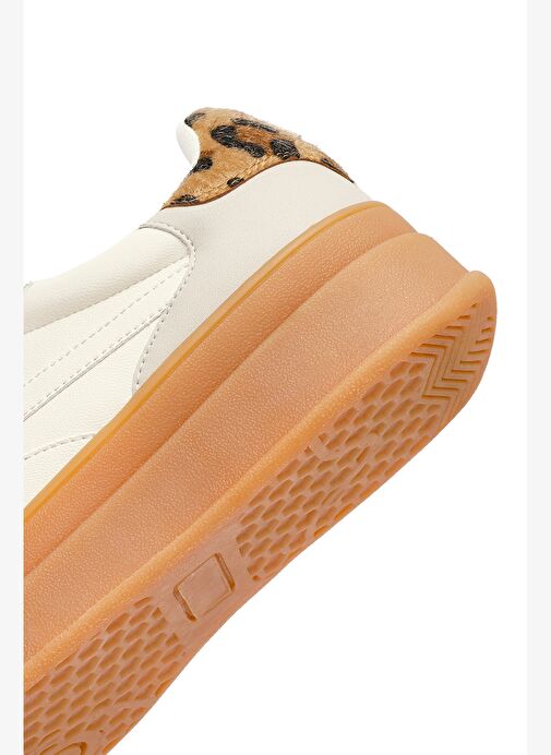 Kadın Bej Bağcıklı Kalın Tabanlı Sneaker 25AFD430814 - Görsel 9