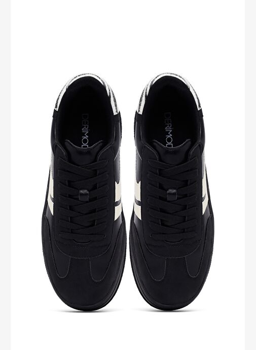 Kadın Siyah Bağcıklı Kalın Tabanlı Sneaker 25AFD430814 - Görsel 8