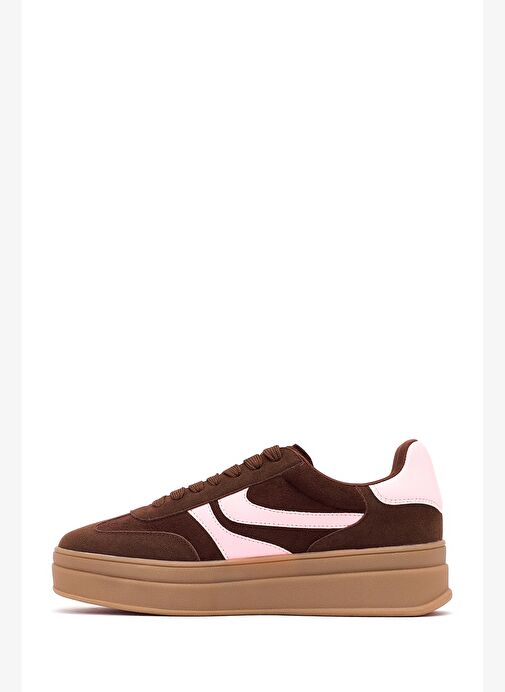 Kadın Kahverengi Bağcıklı Kalın Tabanlı Sneaker 25AFD430814 - Görsel 3