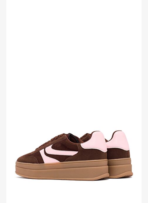 Kadın Kahverengi Bağcıklı Kalın Tabanlı Sneaker 25AFD430814 - Görsel 6