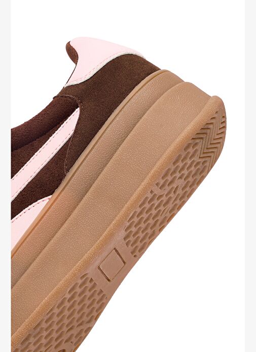 Kadın Kahverengi Bağcıklı Kalın Tabanlı Sneaker 25AFD430814 - Görsel 9