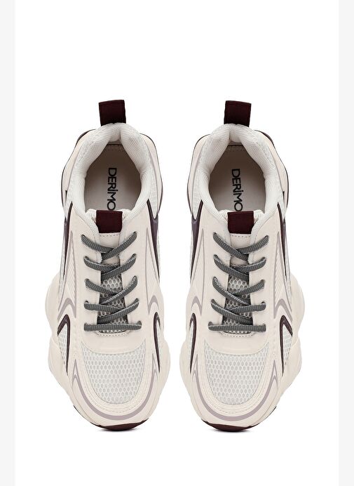 Kadın Bordo Bağcıklı Kalın Tabanlı Sneaker 25AFD431114 - Görsel 8