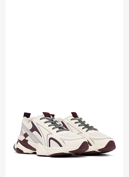 Kadın Bordo Bağcıklı Kalın Tabanlı Sneaker 25AFD431114 - Görsel 4