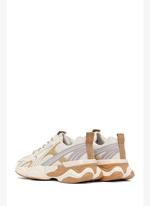 Kadın Krem Bağcıklı Kalın Tabanlı Sneaker 25AFD431114 - Görsel 6