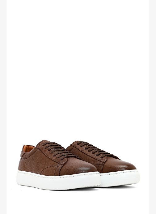Erkek Taba Bağcıklı Kalın Tabanlı Deri Sneaker 25WFD8240FT - Görsel 4