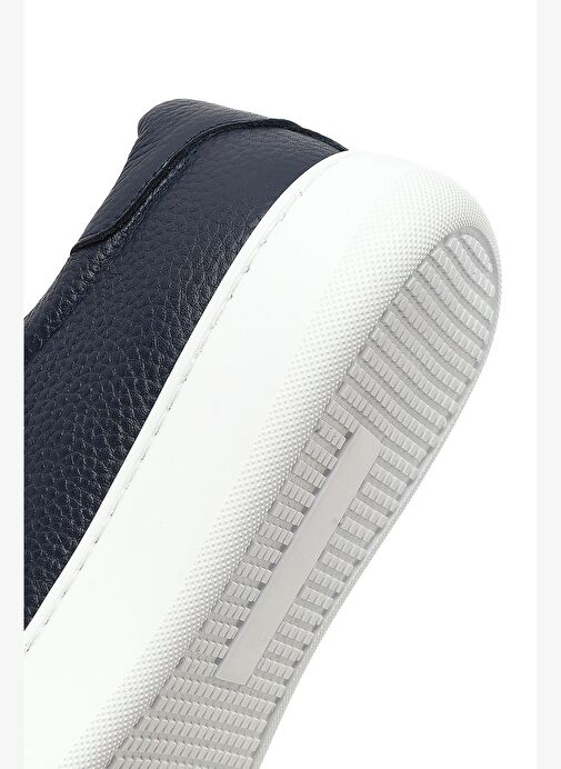 Erkek Lacivert Bağcıklı Kalın Tabanlı Deri Sneaker 25WFD8240FT - Görsel 9