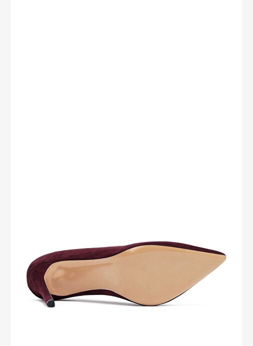 Kadın Bordo İnce Topuklu Süet Deri Stiletto 25AFD130610 - Görsel 6