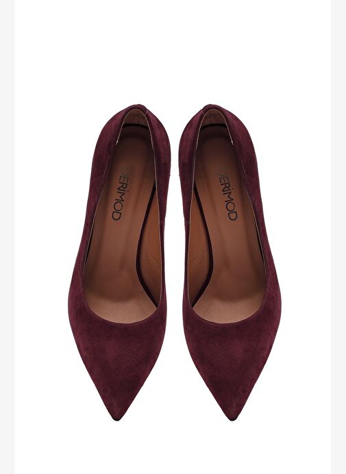 Kadın Bordo İnce Topuklu Süet Deri Stiletto 25AFD130610 - Görsel 9