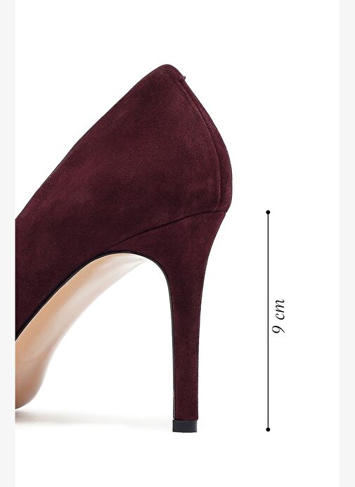 Kadın Bordo İnce Topuklu Süet Deri Stiletto 25AFD130610 - Görsel 3