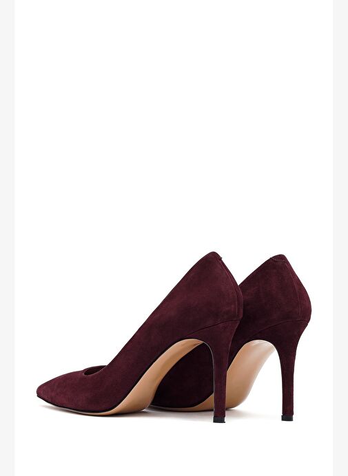Kadın Bordo İnce Topuklu Süet Deri Stiletto 25AFD130610 - Görsel 7