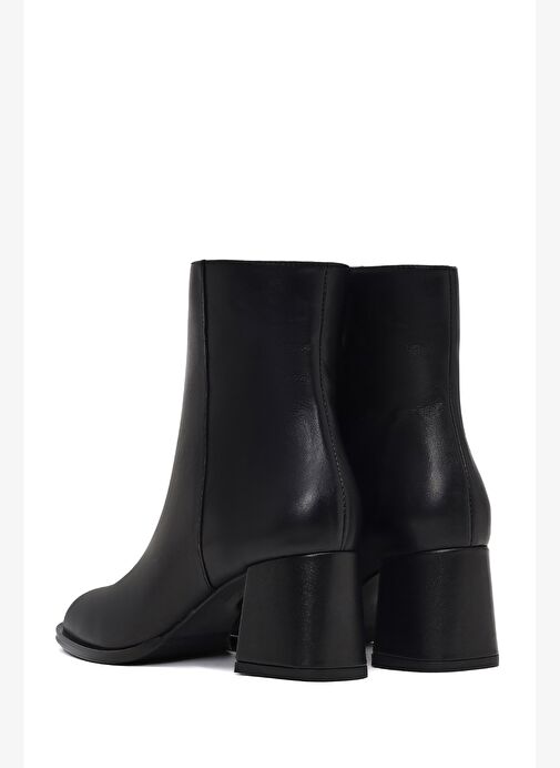 Kadın Siyah Fermuarlı Kalın Topuklu Deri Bot 25WFD132618 - Görsel 8