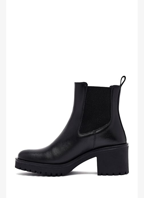 Kadın Siyah Kalın Topuklu Deri Chelsea Bot 25WFD132418 - Görsel 5