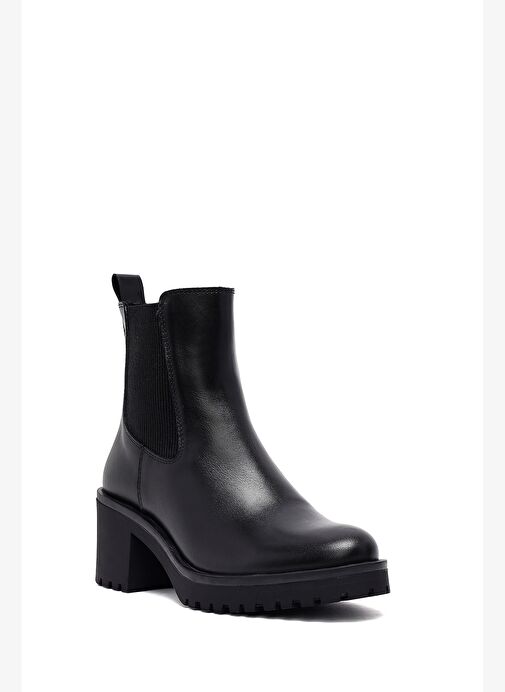 Kadın Siyah Kalın Topuklu Deri Chelsea Bot 25WFD132418 - Görsel 9