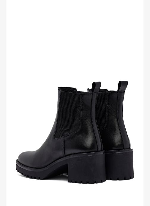 Kadın Siyah Kalın Topuklu Deri Chelsea Bot 25WFD132418 - Görsel 8