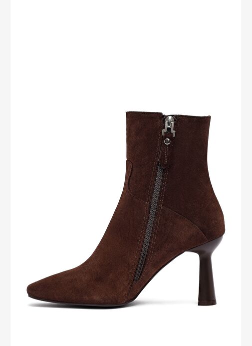 Derimod Derimod Kadın Kahverengi Fermuarlı İnce Topuklu Süet Deri Bot 25WFD133310 | Boyner Kahverengi - 5. görsel