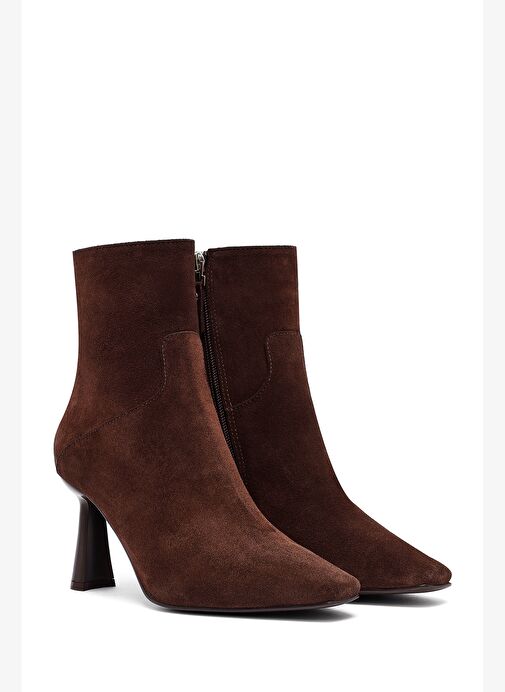 Derimod Derimod Kadın Kahverengi Fermuarlı İnce Topuklu Süet Deri Bot 25WFD133310 | Boyner Kahverengi - 6. görsel