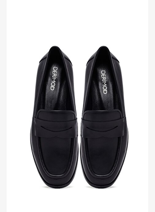 Kadın Siyah Deri Loafer 25AFD161718 - Görsel 8