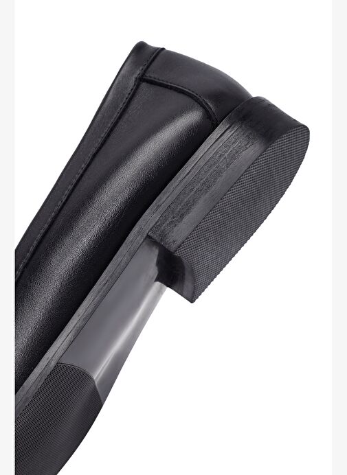 Kadın Siyah Deri Loafer 25AFD161718 - Görsel 9