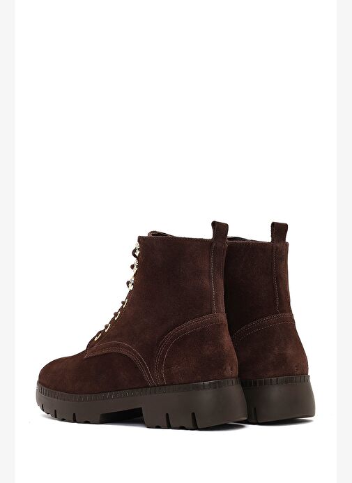 Kadın Kahverengi Fermuarlı Kalın Tabanlı Süet Deri Postal Bot 25WFD420410 - Görsel 7