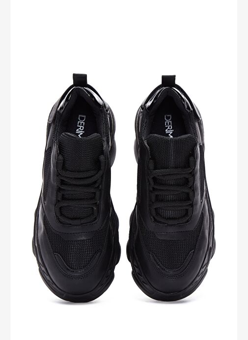 Kadın Siyah Bağcıklı Kalın Tabanlı Sneaker 25AFE220014 - Görsel 5
