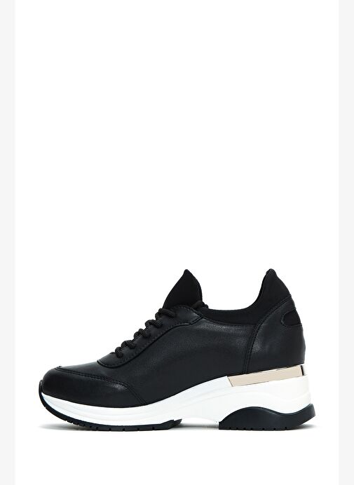 Kadın Siyah Bağcıklı Dolgu Topuklu Sneaker 25AFE220114 - Görsel 3
