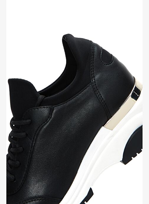 Kadın Siyah Bağcıklı Dolgu Topuklu Sneaker 25AFE220114 - Görsel 9