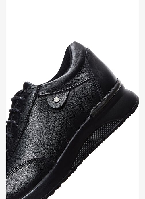 Kadın Siyah Bağcıklı Deri Casual Ayakkabı 25AFD412318 - Görsel 8