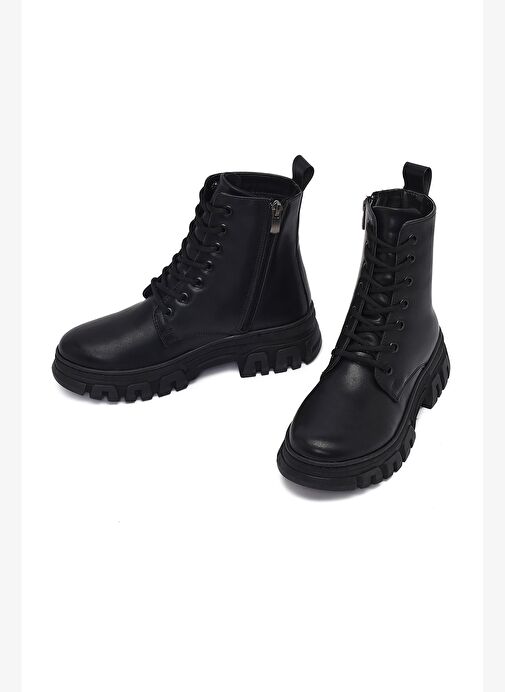 Kadın Siyah Fermuarlı Postal Bot 25WFE220318 - Görsel 4