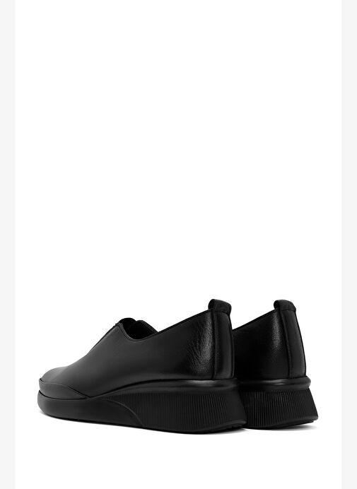 Kadın Siyah Taşlı Dolgu Topuklu Deri Comfort Ayakkabı 25AFD500418 - Görsel 6