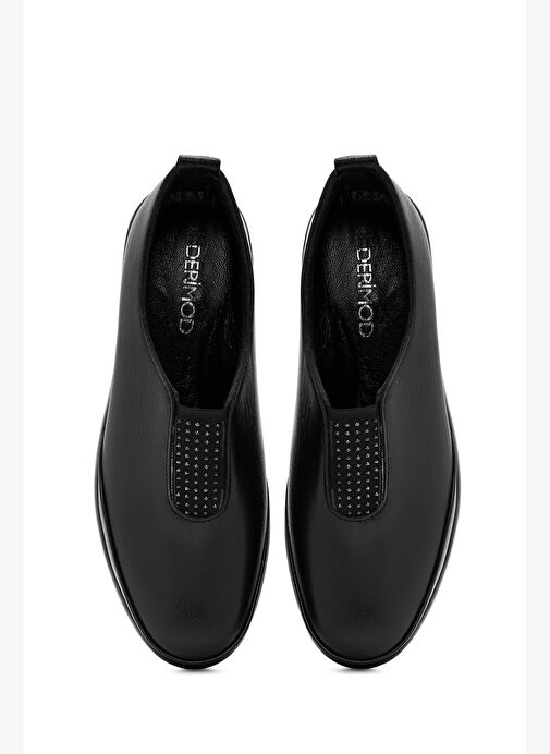 Kadın Siyah Taşlı Dolgu Topuklu Deri Comfort Ayakkabı 25AFD500418 - Görsel 8