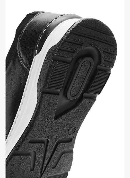 Kadın Siyah Bağcıklı Deri Sneaker 25AFD500718 - Görsel 9
