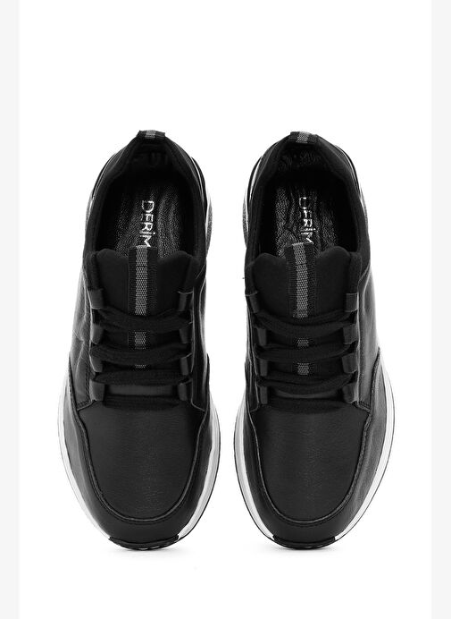 Kadın Siyah Bağcıklı Deri Sneaker 25AFD500718 - Görsel 8