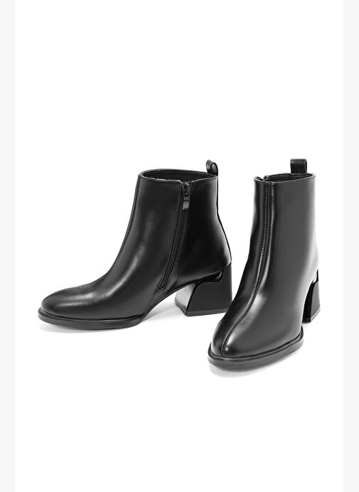 Kadın Siyah Fermuarlı Topuklu Bot 25WFE400718 - Görsel 4