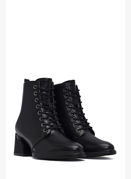 Kadın Siyah Fermuarlı Kalın Topuklu Bot 25WFE400818 - Görsel 6