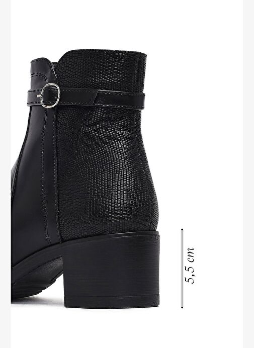 Kadın Siyah Fermuarlı Kalın Topuklu Bot 25WFE400914 - Görsel 3